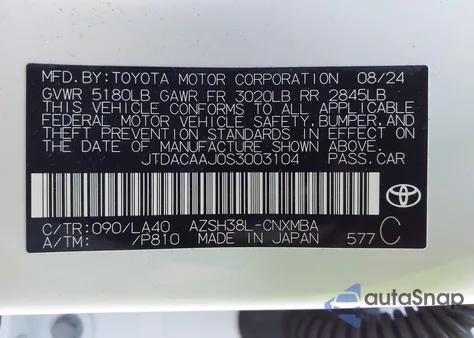 2025 Toyota Crown Signia Xle из США, поврежденный, VIN JTDACAAJ0S3003104